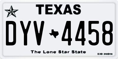 TX license plate DYV4458