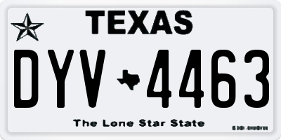 TX license plate DYV4463