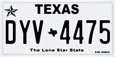TX license plate DYV4475