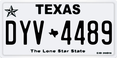 TX license plate DYV4489