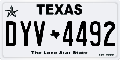 TX license plate DYV4492