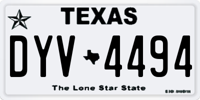 TX license plate DYV4494