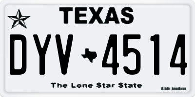 TX license plate DYV4514