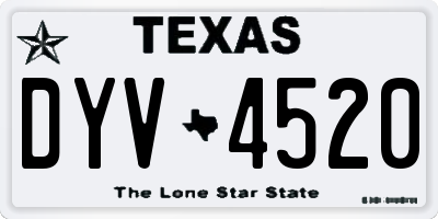 TX license plate DYV4520