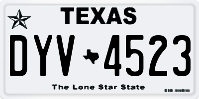 TX license plate DYV4523