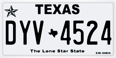 TX license plate DYV4524