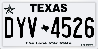TX license plate DYV4526