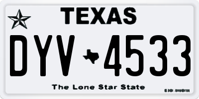 TX license plate DYV4533