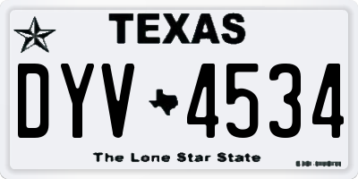 TX license plate DYV4534