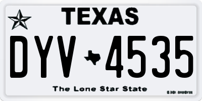 TX license plate DYV4535
