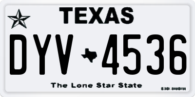 TX license plate DYV4536