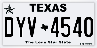 TX license plate DYV4540