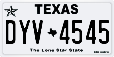 TX license plate DYV4545