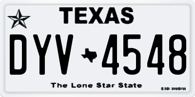 TX license plate DYV4548