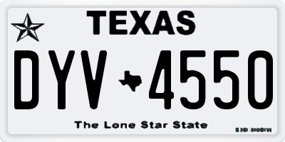 TX license plate DYV4550