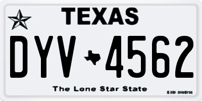 TX license plate DYV4562