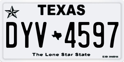 TX license plate DYV4597