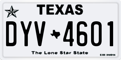 TX license plate DYV4601