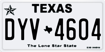 TX license plate DYV4604