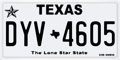 TX license plate DYV4605