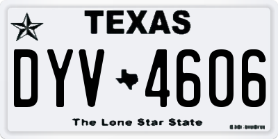 TX license plate DYV4606