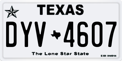 TX license plate DYV4607