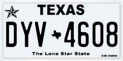 TX license plate DYV4608