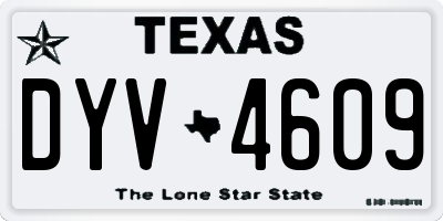 TX license plate DYV4609