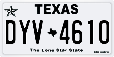 TX license plate DYV4610