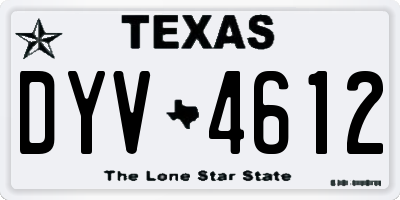 TX license plate DYV4612
