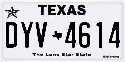 TX license plate DYV4614