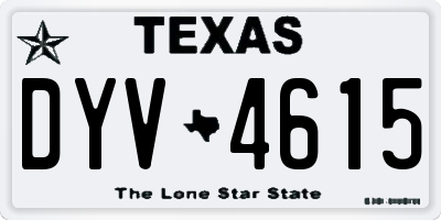 TX license plate DYV4615