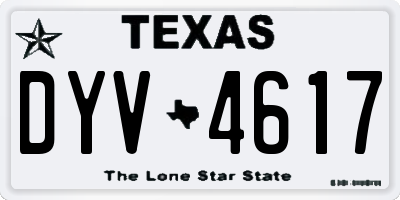 TX license plate DYV4617