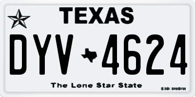 TX license plate DYV4624