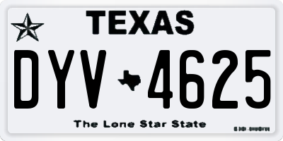 TX license plate DYV4625