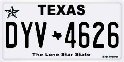 TX license plate DYV4626