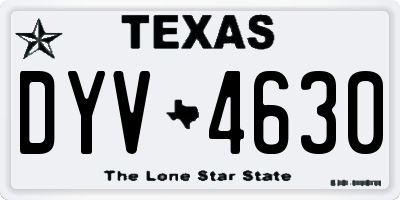 TX license plate DYV4630