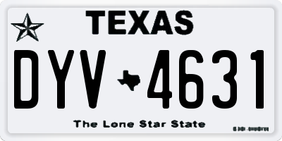 TX license plate DYV4631