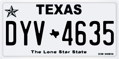 TX license plate DYV4635