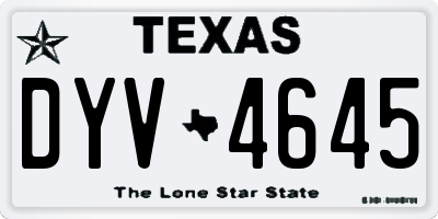 TX license plate DYV4645