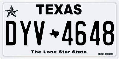 TX license plate DYV4648
