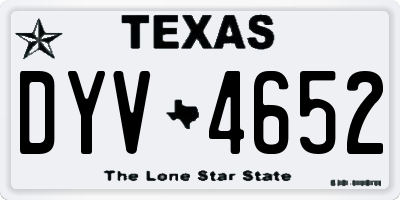 TX license plate DYV4652