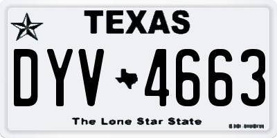 TX license plate DYV4663