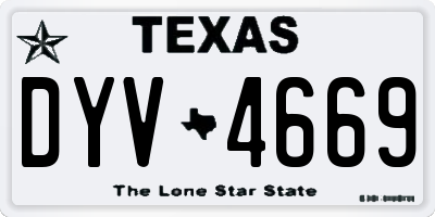 TX license plate DYV4669