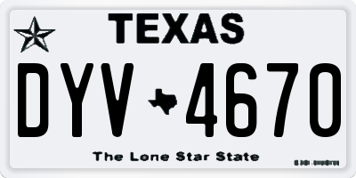 TX license plate DYV4670