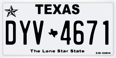 TX license plate DYV4671