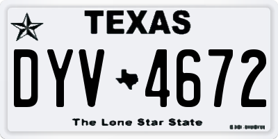 TX license plate DYV4672