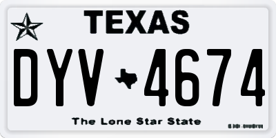 TX license plate DYV4674