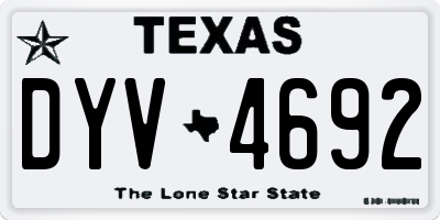 TX license plate DYV4692