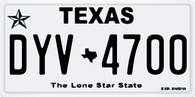 TX license plate DYV4700